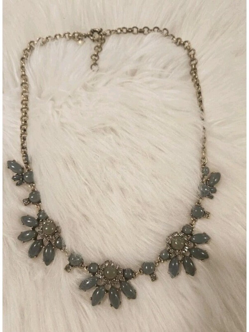 J Crew J.Crew Crystal & Cobalt Blue Green Rhinestone Goldtone Statement Necklace